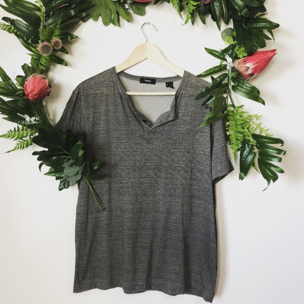 Theory gray button casual top ✨ size XL
